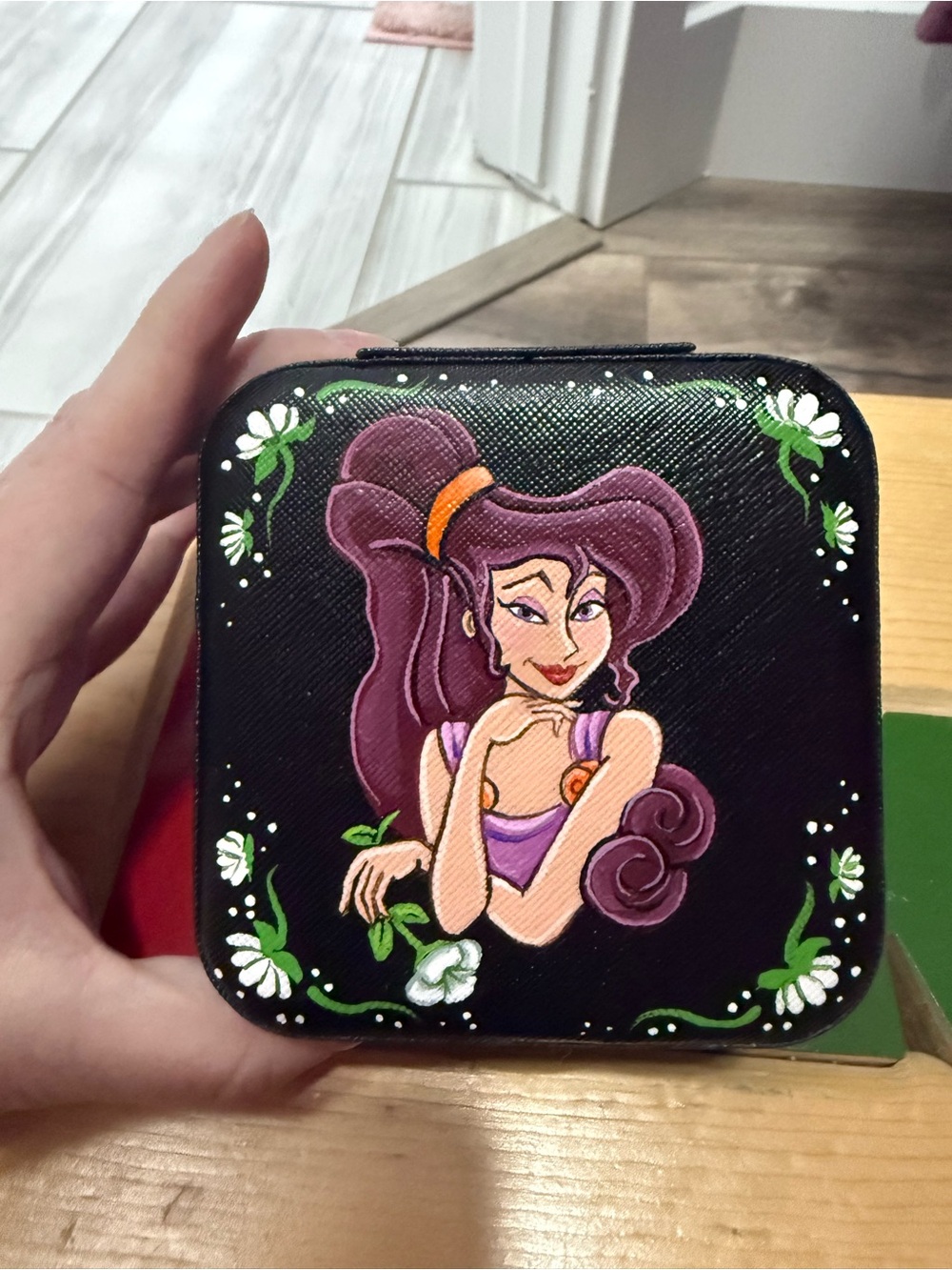 Hand-Painted Black Jewelry Case with Meg from Hercules